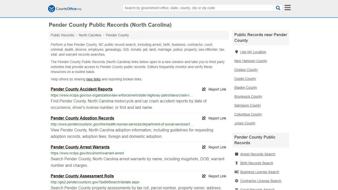 Public Records - Pender County, NC (Business, Criminal ...